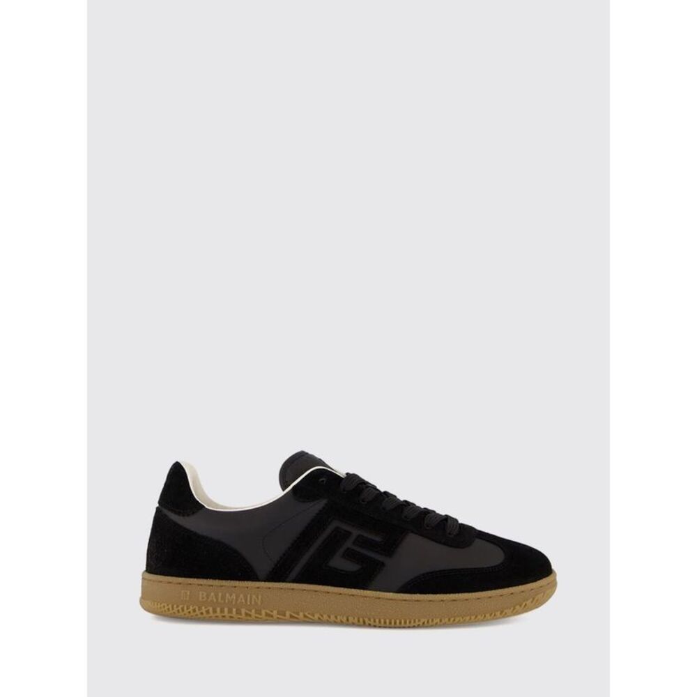 Balmain Men Balmain Swan Low-Top Suede And Leather Sneakers With Pb Monogram